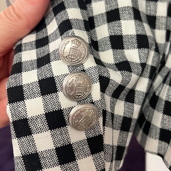 NWT XOXO,Xoxo Juniors' Gingham-Print Blazer black white stretch M - Picture 4 of 5